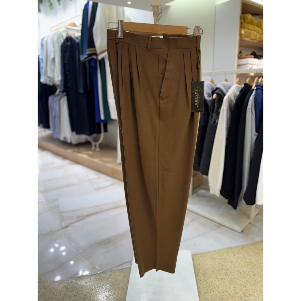 5 Pileli Şalvar Pantolon Kahverengi 5 Pileli Şalvar Pantolon Kahverengi